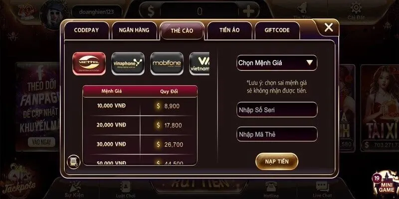 Nên lưu ý những gì khi tiến hành nạp tiền ZOWIN